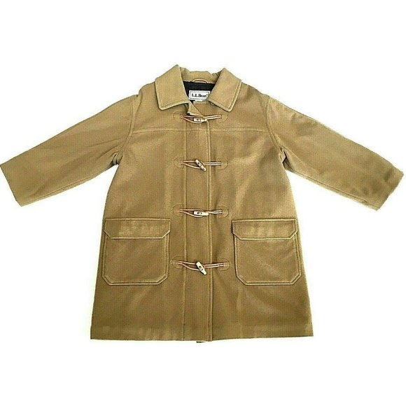 LL Bean Wool blend Jacket Coat Camel Tan Color